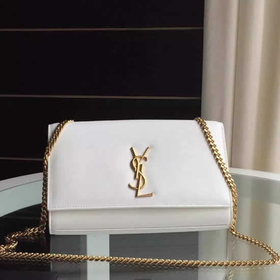 Replica Saint Laurent Medium Monogram Satchel In White Leather Handbags